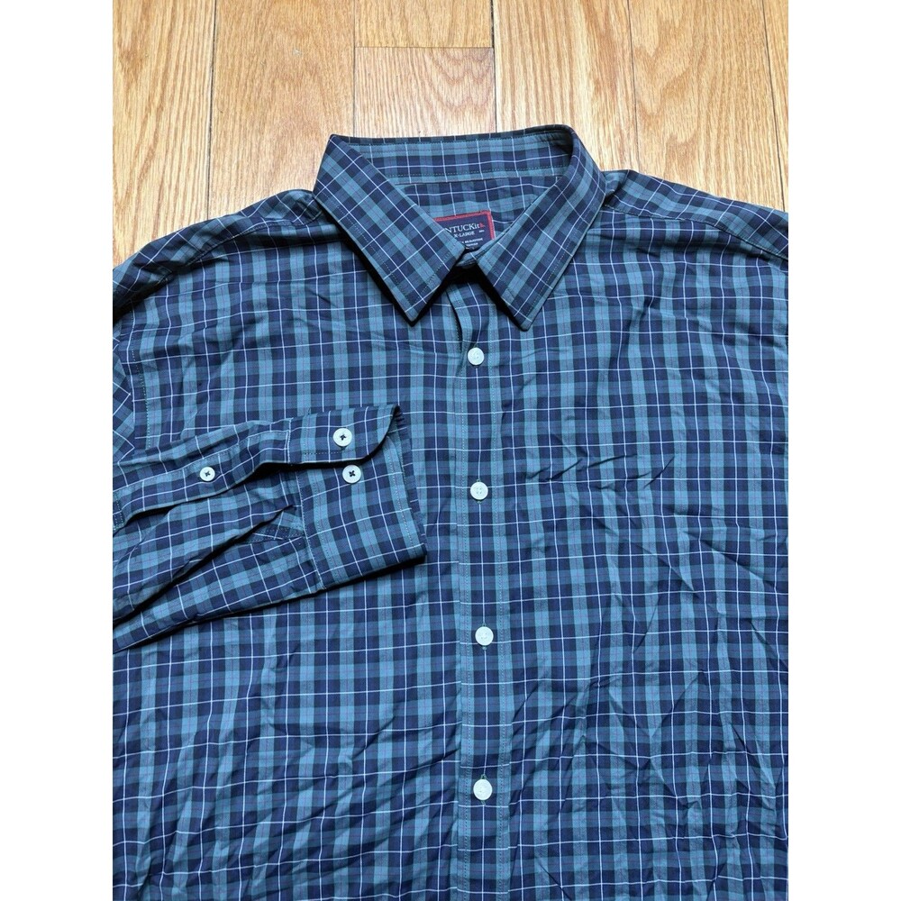 UNTUCKit Blue Green Plaid Button Down Shirt Mens Size XL Causal Nylon